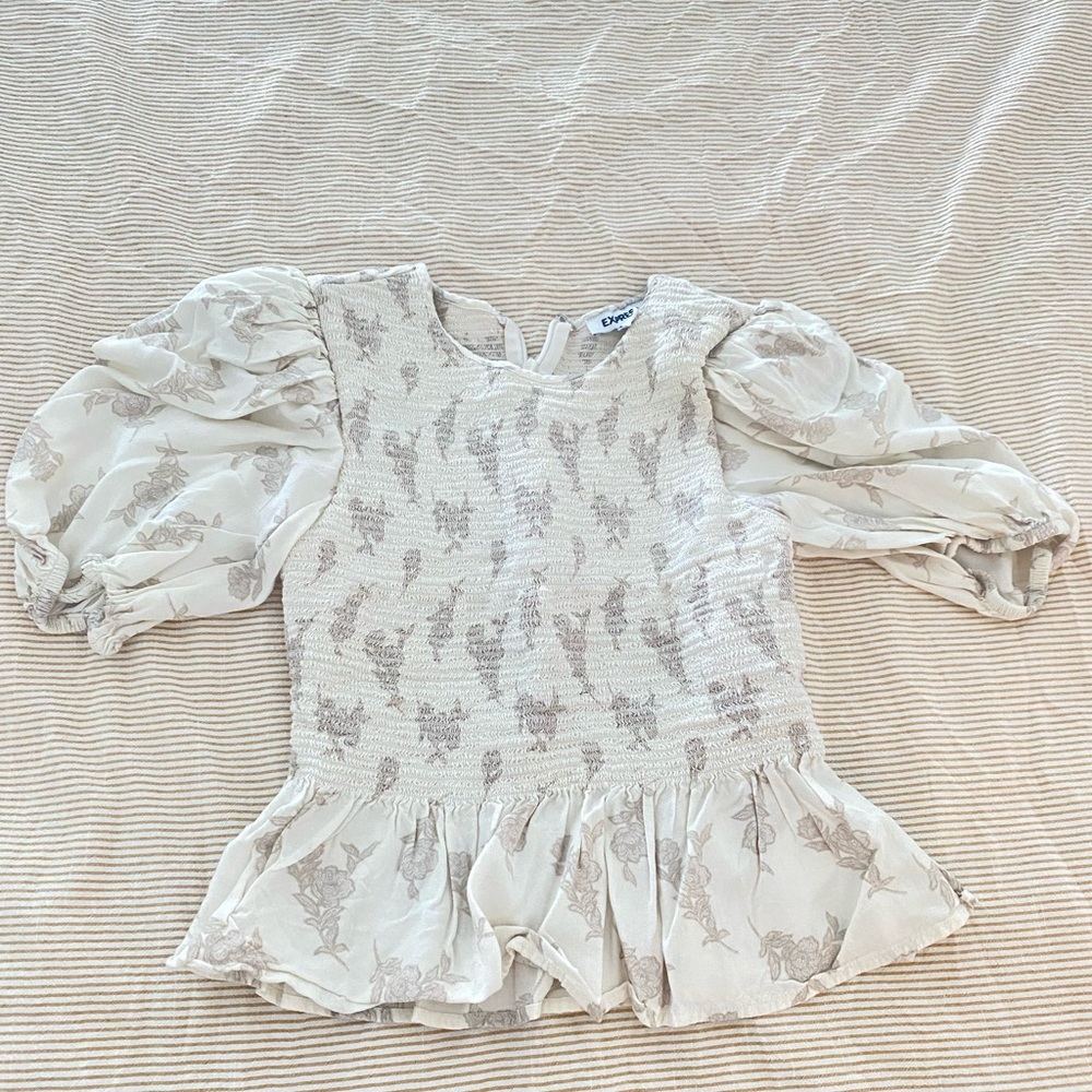 Express Cream Floral Blouse